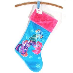 MLP MY LITTLE PONY G3 Blue and Pink Silk Large 17" CHRISTMAS STOCKING "Flaw"